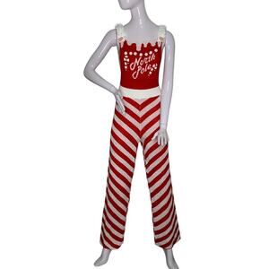 Eyeshadow NWT Candy Cane Christmas Jumpsuit Fine Knit Red and White Size S